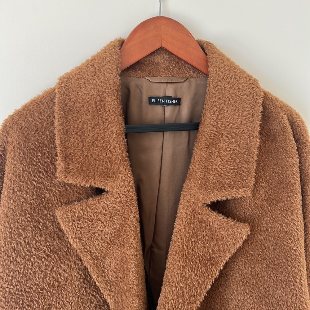 Eileen Fisher Notch Collar Sheared Suri Alpaca Jacket Size L used, no tags - Picture 8 of 14
